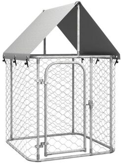 Hondenkennel voor buiten met dak 100x100x150 cm Zilver