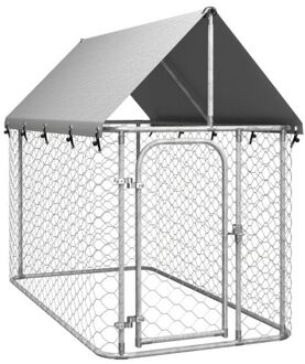 Hondenkennel voor buiten met dak 200x200x150 cm Zilver