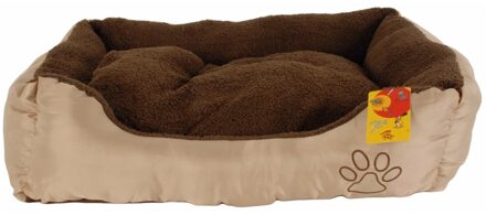 Hondenmand / hondenkussen - beige/bruin - 61 x 48 cm - polyester stof - slaapplek