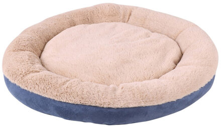 Hondenmand/hondenkussen - blauw/beige - dia 54 cm - Huisdieren lig/slaap kussen