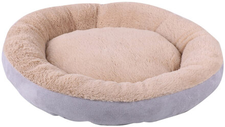 Hondenmand/hondenkussen - grijs/beige - dia 54 cm - Huisdieren lig/slaap kussen