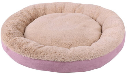 Hondenmand/hondenkussen - roze/beige - dia 54 cm - Huisdieren lig/slaap kussen