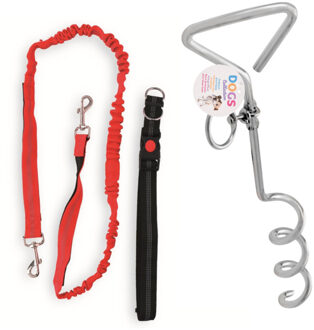 Hondenriem - handsfree - met heupband - 190 cm - incl. Grondpen/aanlegspiraal - 41 cm