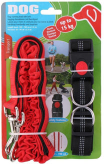 Hondenriem - zwart - nylon - 190 cm - hondenlijn met heupband