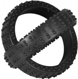 Hondenspeelgoed Rubber Gladiator Cross Ball - Zwart - 10 cm