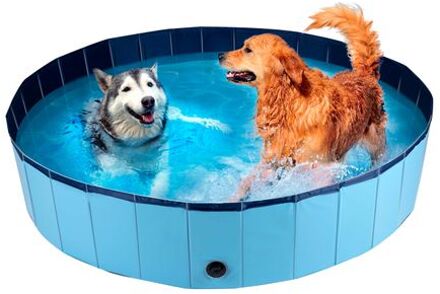 Hondenzwembad - 160 x 30 CM - Grote Hondenrassen - Opvouwbaar - Anti-Slip Bodem - Blauw