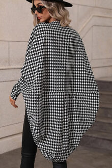 Hondstooth Overized Cardigan - maat M Wit