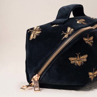 Honey Bee Charcoal Velvet Open Flat Makeup Bag