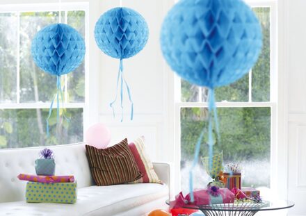 Honeycomb ballen baby blauw 30 cm - Hangdecoratie