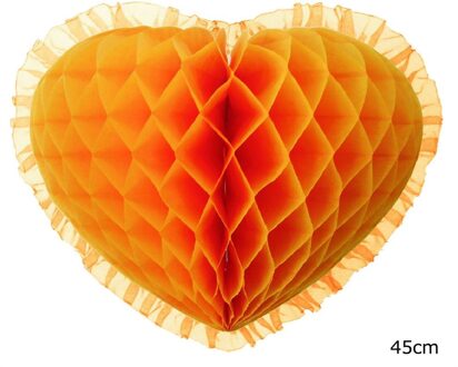 Honeycomb oranje hart (45cm)
