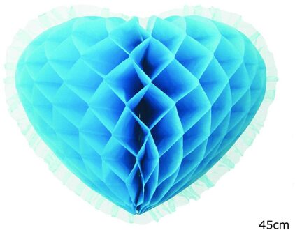 Honeycomb Turquoise Hart Hangdecoratie (45cm) Blauw