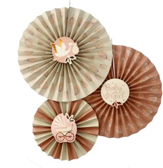 Honeycomb Waaier Blooming Baby Girl (3st) Roze