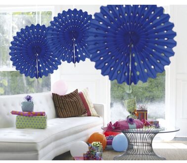 Honeycomb waaiers blauw 45 cm - Hangdecoratie