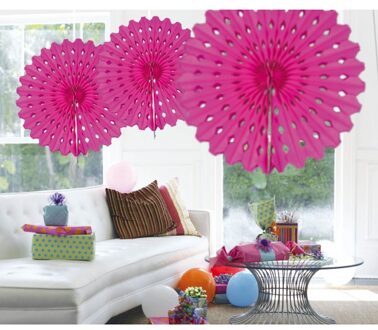 Honeycomb waaiers fuchsia 45 cm - Hangdecoratie Roze