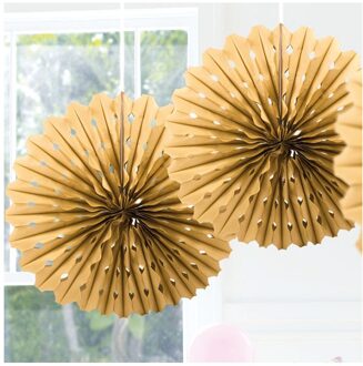 Honeycomb waaiers goud 45 cm - Hangdecoratie Goudkleurig