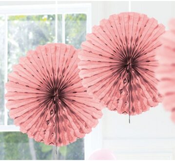 Honeycomb waaiers roze 45 cm - Hangdecoratie