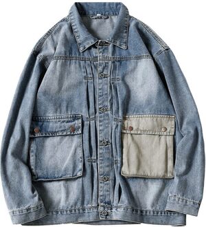 Hong Kong Stijl Denim Jasje Mannen Losse En Veelzijdige Cool Koreaanse Mode Jas Mannen Herfst Kleding Xxl