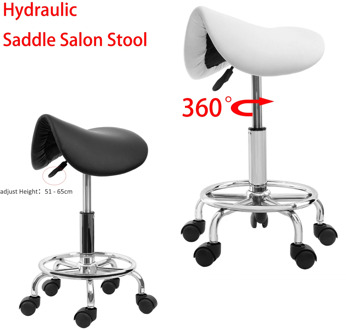 Honhill Hydraulic Saddle Salon Stool For Beauty Barber Swivel Chair Hairdressing Massage Spa 360 Rotation Bar Stool Black White