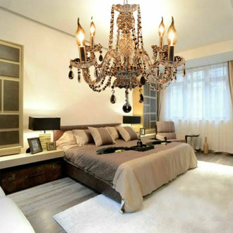 Honhill Modern Hanging Chandelier Light K9 Crystal Light Glass Light E14 Pendant Lamp for Living Room Bedroom Hallway Entry 220V