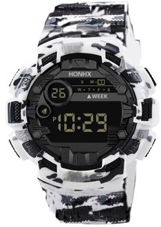 Honhx Led Horloge Datum Sport Mannen Luxe Heren Digitale Outdoor Elektronische Horloge Curren Horloge Mannen Erkek Kol Saati Часы Мужские #14 wit