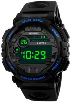 Honhx Luxe Heren Digitale Led Horloge Datum Sport Mannen Outdoor Elektronische Horloges Waterdicht Polshorloge Klok Mannelijke Relogio blauw