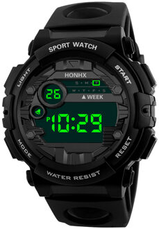 Honhx Luxe Heren Digitale Led Horloge Datum Sport Mannen Outdoor Elektronische Horloges Waterdicht Polshorloge Klok Mannelijke Relogio zwart
