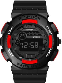 Honhx Luxe Heren Digitale Led Horloge Mode Chronos Countdown Horloge Datum Sport Mannen Outdoor Elektronische Horloge Rood