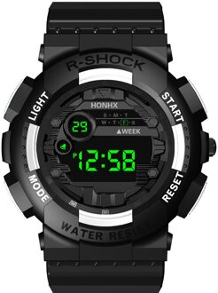 Honhx Luxe Heren Digitale Led Horloge Mode Chronos Countdown Horloge Datum Sport Mannen Outdoor Elektronische Horloge wit