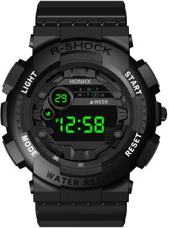 Honhx Luxe Heren Digitale Led Horloge Mode Chronos Countdown Horloge Datum Sport Mannen Outdoor Elektronische Horloge zwart