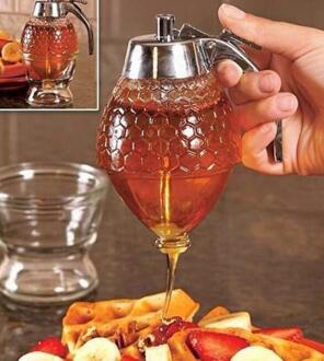 Honing Dispenser Jar Container Cup Draagbare Acryl Honing Squeeze Opslag Pot Sap Bee Drip Fles Keuken Tool