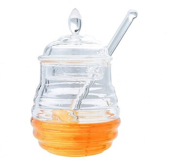 Honing Pot Duidelijke Pot Met Dipper Deksel Bijenkorf Stijl Voor Thuis Keuken Fq-Ing