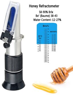 Honing Refractometer 58-90% Suiker Inhoud Bijenteelt Draagbare Refractometer Concentratie Meter Met Atc Honing Vocht Tester geen doos