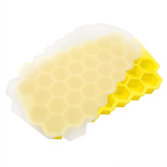 Honingraat Ice Cube Tray Cubes Silicone Ice Cube Maker Mold Met Deksels Voor Ijs Party Whiskey Cocktail Koud Drankje kerst geel