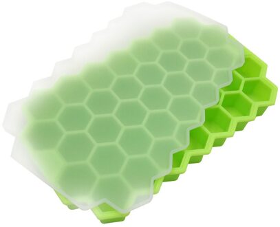 Honingraat Ice Cube Tray Cubes Silicone Ice Cube Maker Mold Met Deksels Voor Ijs Party Whiskey Cocktail Koud Drankje kerst groen