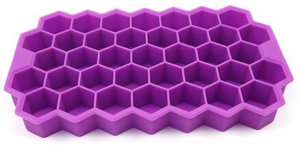 Honingraat Ice Mold Lade 37 Ijsblokjes Puck Maken Mold Thuis Diy Silicone Ice Box Party Ijs Whiskey Cocktail koud Drankje paars