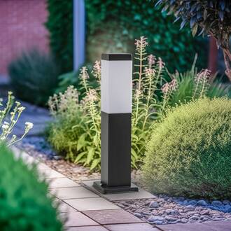 Honula sokkellamp, 45 cm, donkergrijs, IP44, E27 donkergrijs, mat wit