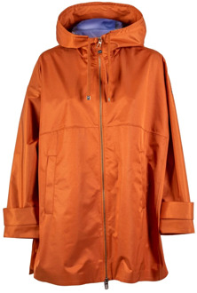 Hooded Mantel van 3-Laags Technische Stof met Ritssluiting Duno , Orange , Dames
