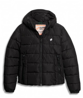 Hooded Sports Puffer Jas Heren zwart - XL