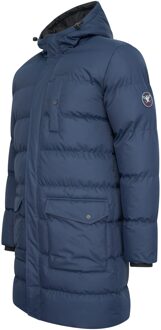 Hooded winter jacket navy - maat Blauw