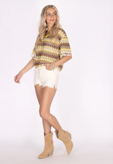 Hoodie Dames Geel veelkleurig - L