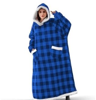 Hoodie deken blauw geblokt - Default