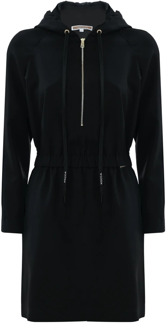 Hoodie jurk met elastische tailleband Kocca , Black , Dames - Xl,L,M,S,Xs