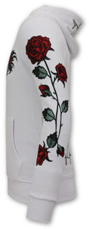 Hoodie love & roses Wit - XXL