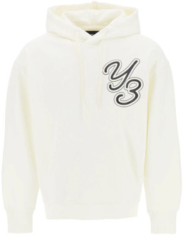 Hoodie met grafische logo print Y-3 , White , Heren - Xl,L,M