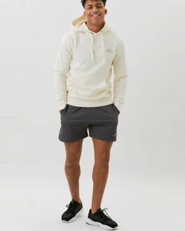 Hoodie met logo en kangoeroezak Creme - S