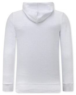 Hoodie met print tiger head Wit - S