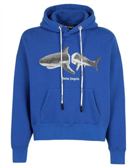 Hoodie Sweatshirt met Trekkoordcapuchon Palm Angels , Blue , Heren - XL
