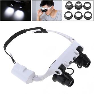 Hoofdband 10X 15X 20X 25X Led Licht Glazen Vergrootglas Horlogemaker Sieraden Optische Lens Glas Vergrootglas Loupe Instrument