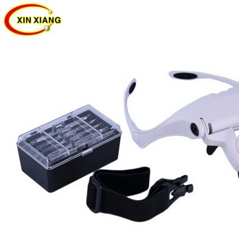 Hoofdband 2 Led Vergrootglas Lamp 1x 1.5x 2x 2.5x 3.5x Hoofd Eye Vergrootglazen Verlicht Vergrootglas Loupe