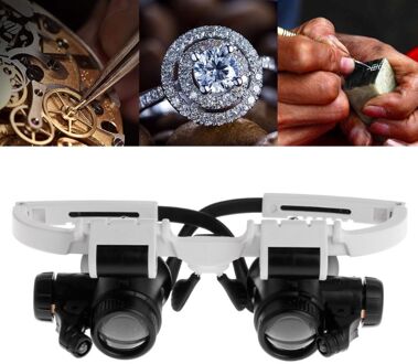 Hoofdband Bril Vergrootglas Vergrootglas Met Led-verlichting 8X 15X 23X Verlicht Vergrootglas Loupe Horloge Reparatie Lamp
